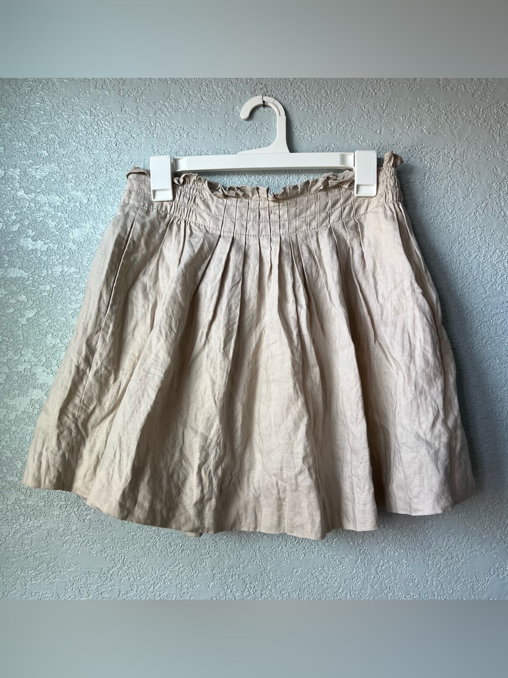 J.Crew Linen Paperbag Waist Skirt Women’s Size 2 Beige A-Line Pleated Lined